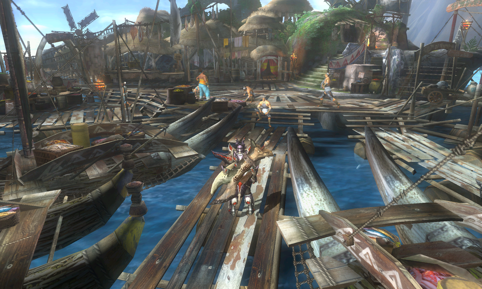 Moga Village scene showing restored hub environment and structural detail.