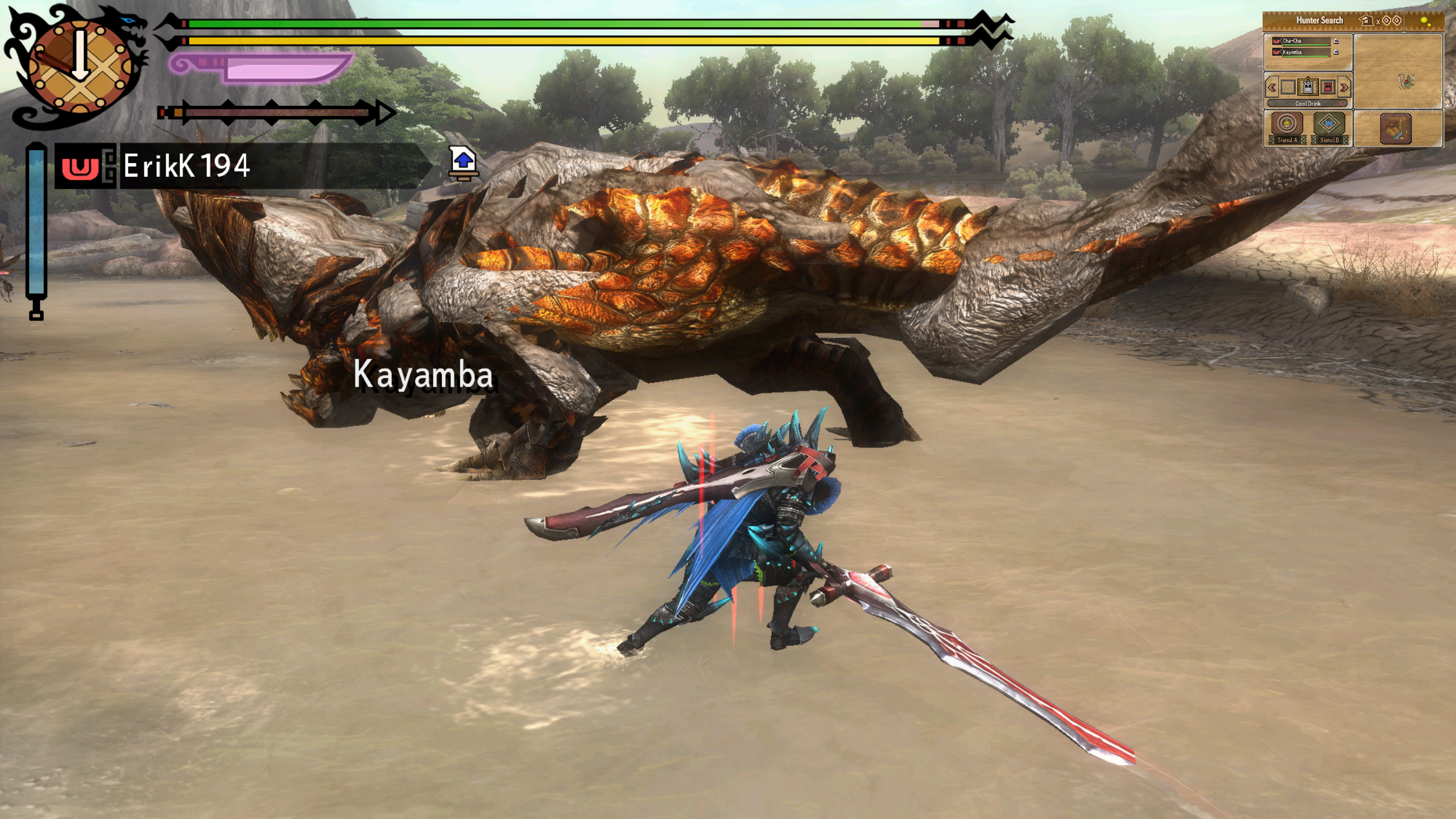 Sandy Plains scene showing restored sand terrain and monster texture detail.